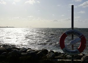 Blick vom Hafen zur Öresundbrücke.